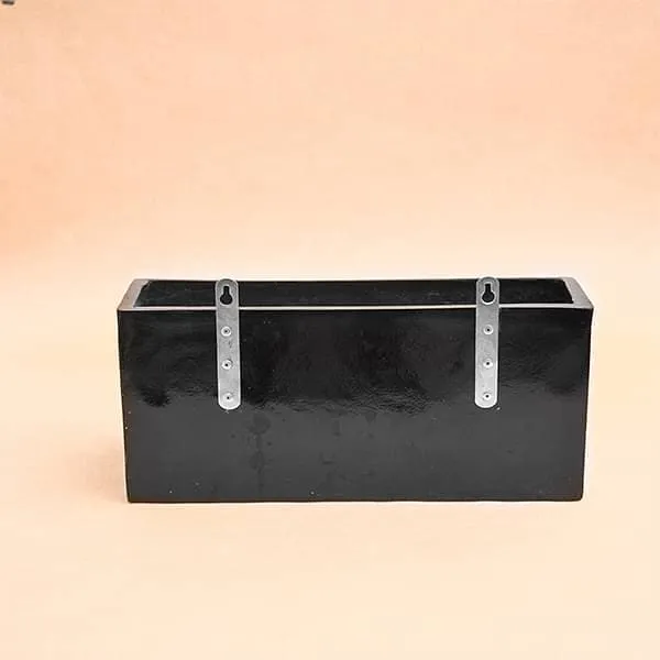 15 inch (38 cm) SML-010 Wall Mounted Rectangle Fiberglass Planter (Black)