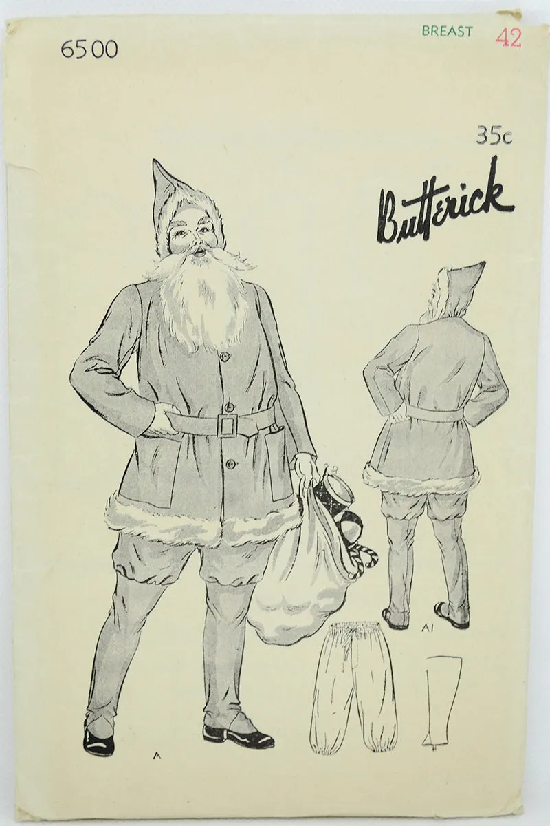 1940s Butterick 6500 Santa Claus Suit Costume Vintage Sewing Pattern