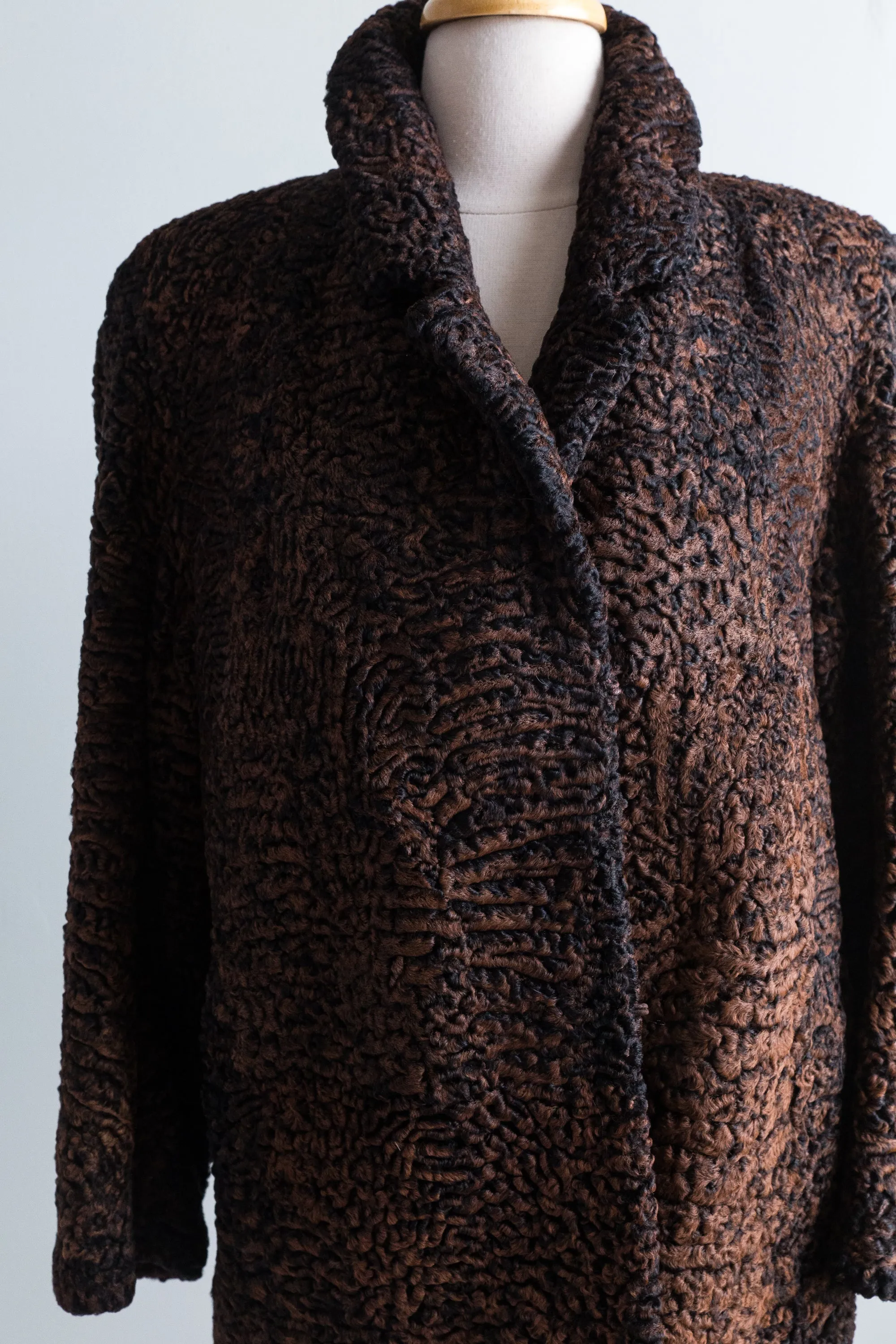 1940s Chocolate Persian Lamb Fur Jacket by Dittrich / Medium