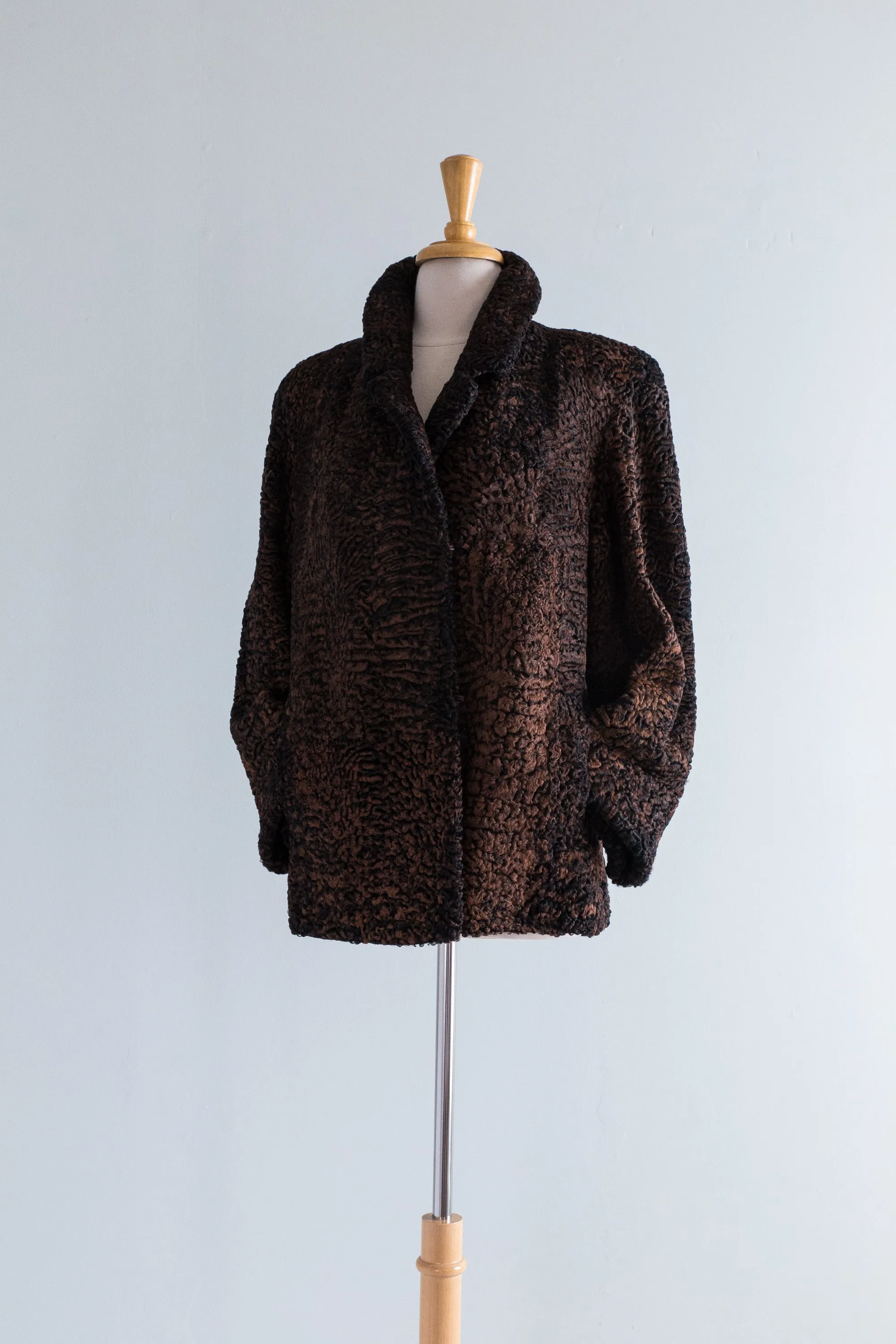 1940s Chocolate Persian Lamb Fur Jacket by Dittrich / Medium