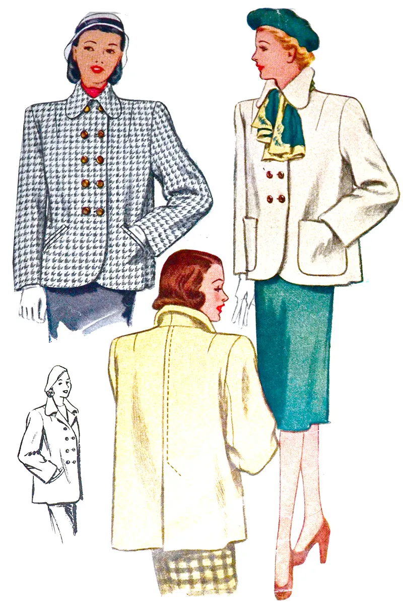 1947 Vintage Jacket Sewing Pattern McCall 6814