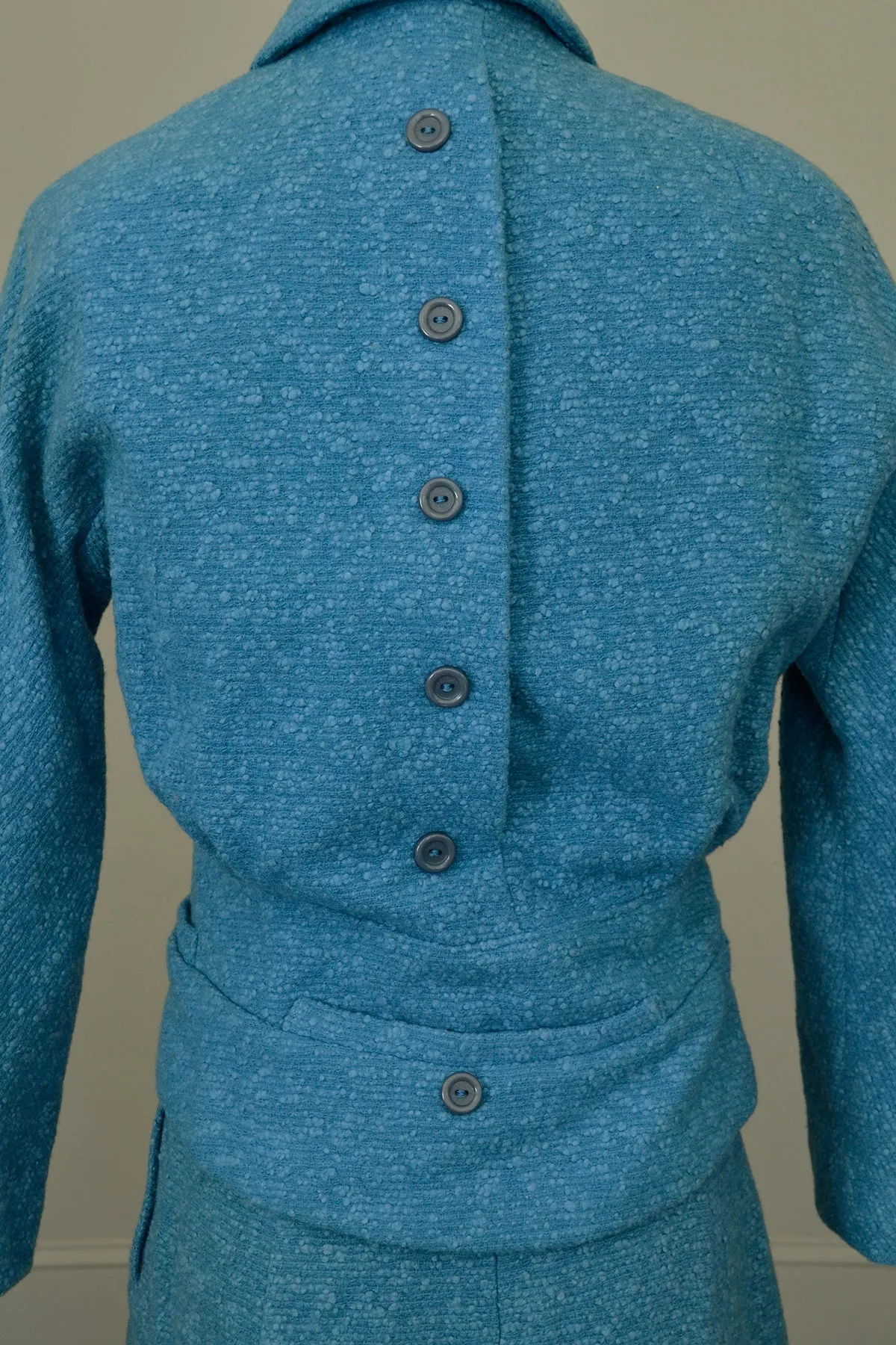 1950s Azur Blue Skirt Blazer Suit