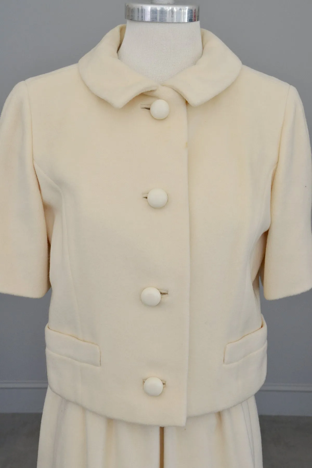 1950s Cream Cashmere Blazer Skirt Suit