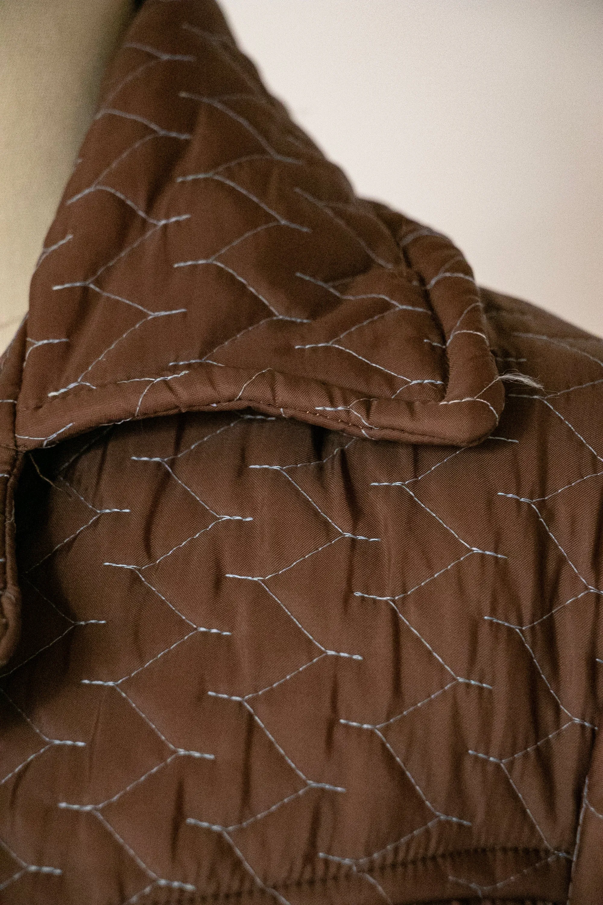 1960s Coat Quilted Brown Jacket S/M