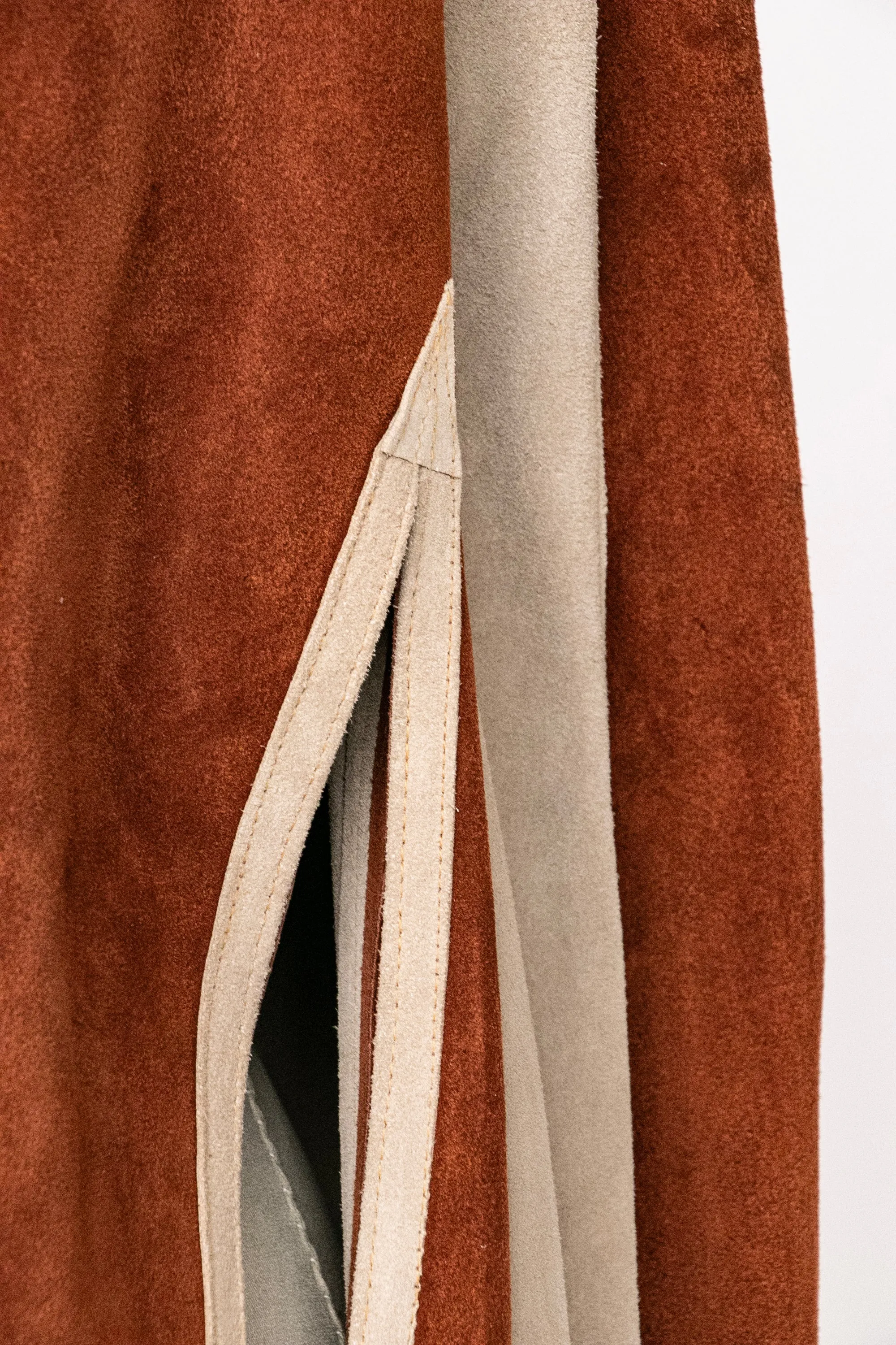 1970s Cape Brown Suede Coat Leather Patchwork Suede