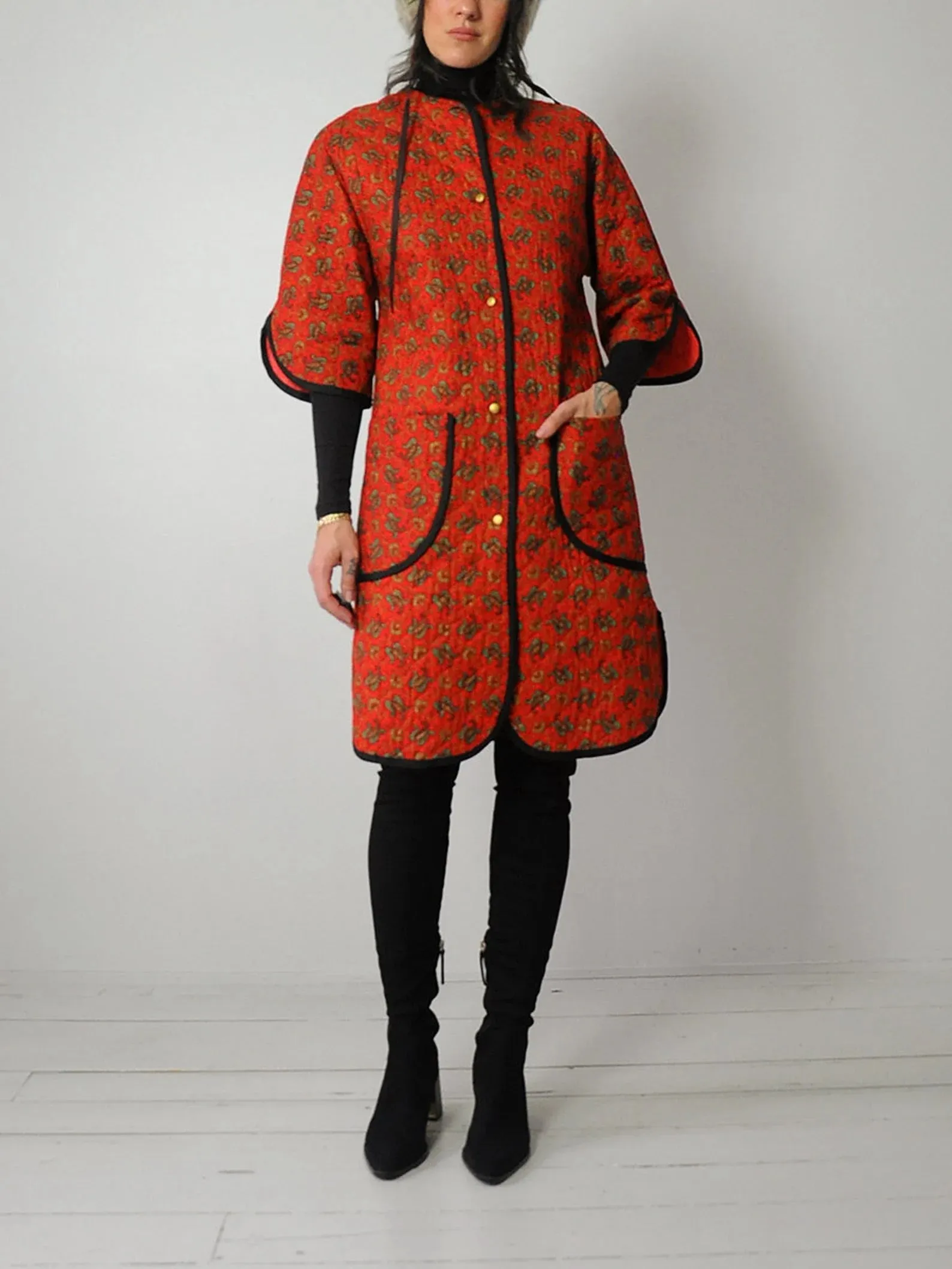 1970's Red Paisley Quilted Jacket