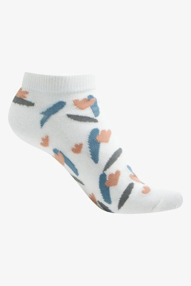 5 Pack Floral Low Cut Socks Natural