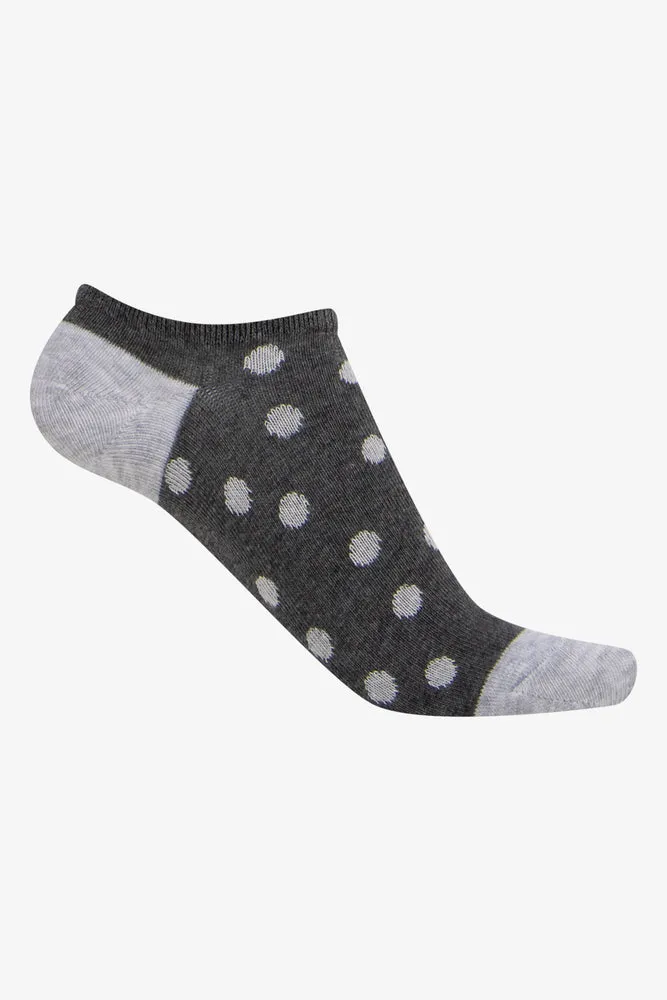 5 Pack Spot Low Cut Socks Black & Grey