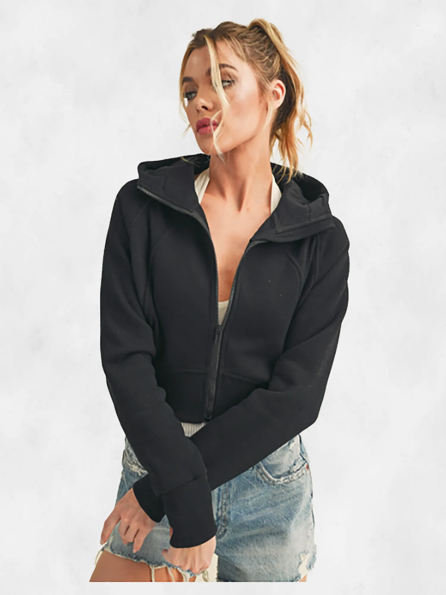 AEMI CO Deva Cropped Hooded Jacket