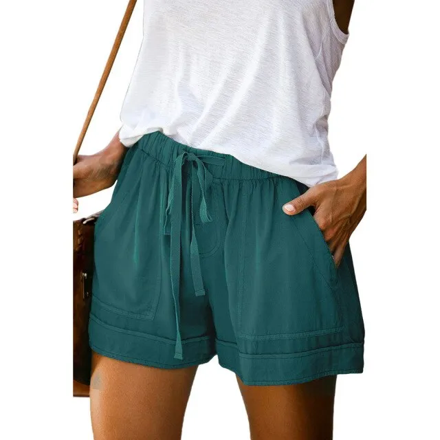 Amy Fashion - Casual Tie Elastic Waist Plus Size Shorts