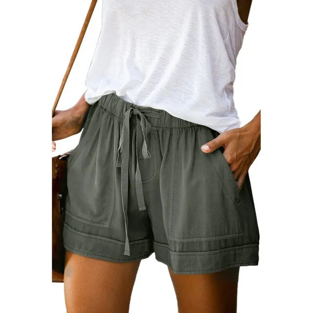 Amy Fashion - Casual Tie Elastic Waist Plus Size Shorts