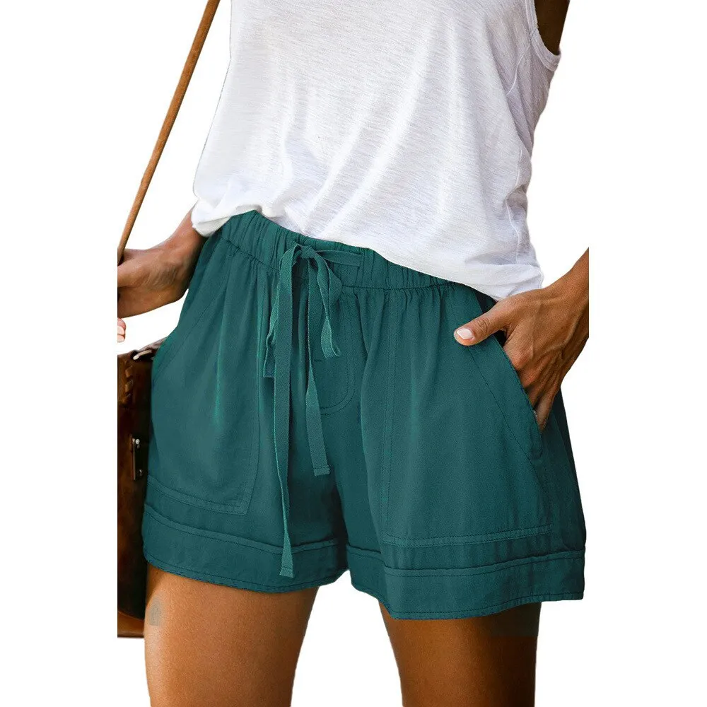 Amy Fashion - Casual Tie Elastic Waist Plus Size Shorts