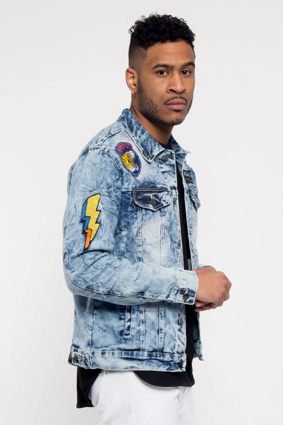 Applique Tiger Patch Denim Jacket