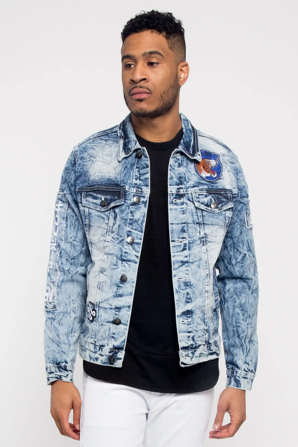 Applique Tiger Patch Denim Jacket