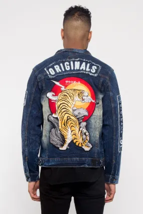 Applique Tiger Patch Denim Jacket