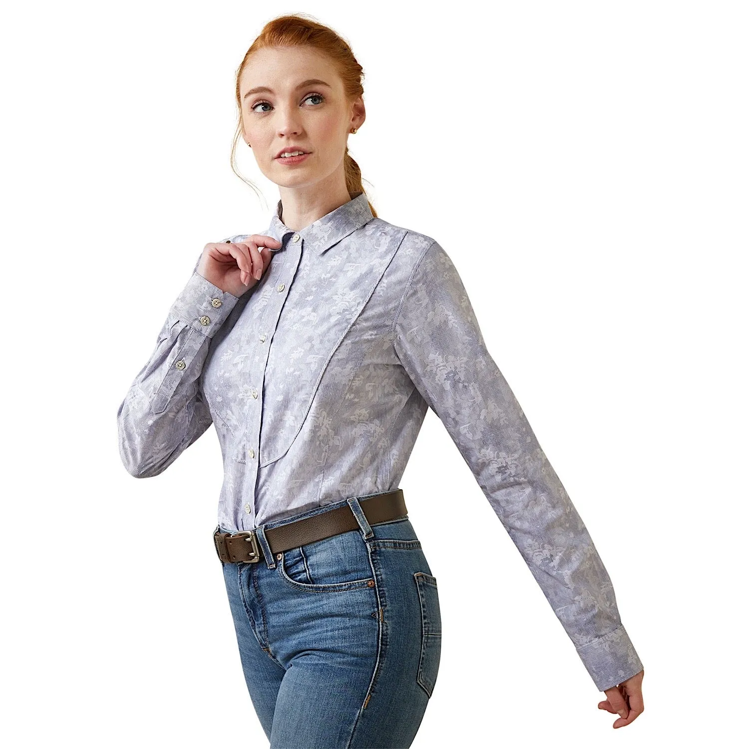 Ariat Womens Muir Blouse Blue Jacquard