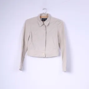 Armani Jeans Women 8 36 S Cropped Blazer Beige Viscose Italy Single Breasted Jacket