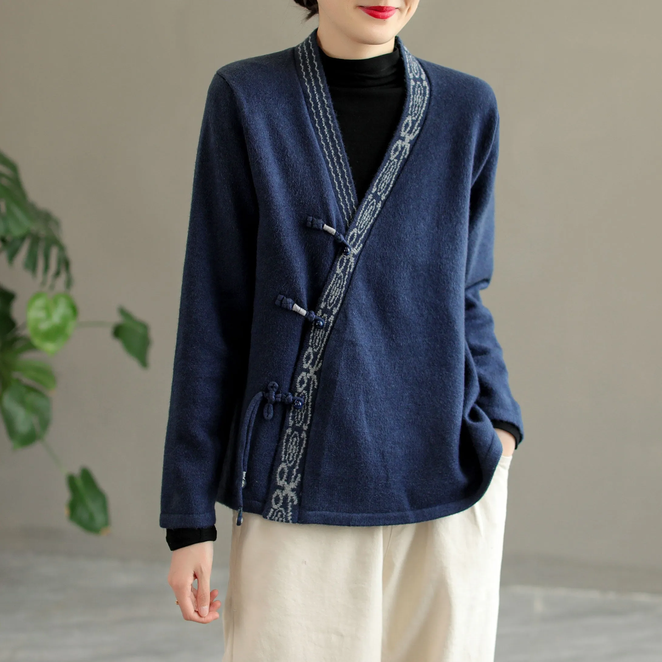 Autumn Retro Irregular Knitted Jacket For Women