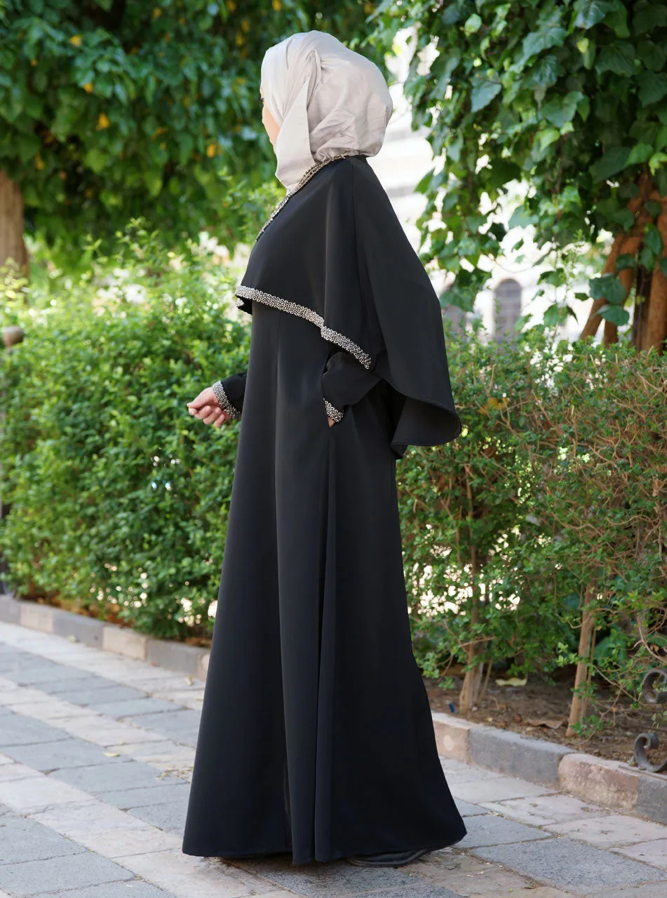 Beaded Caped Abaya Gown