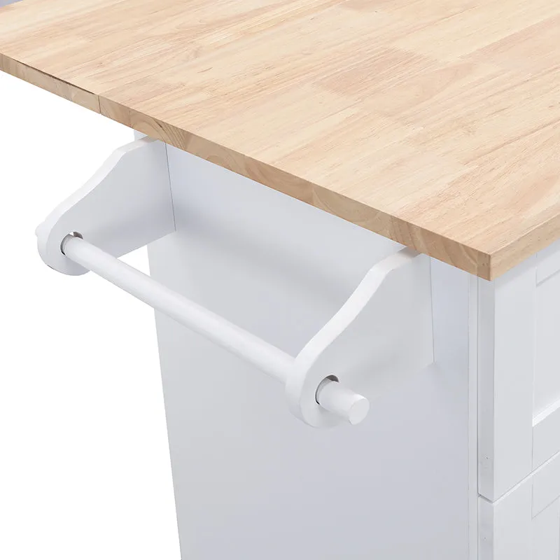 Bellemave® Farmhouse Kitchen Island Set with Drop Leaf and 2 Seatings, Drawers and Towel Rack