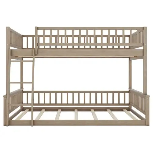 Bellemave® Full XL over Queen Bunk Bed with Ladder and Guardrails