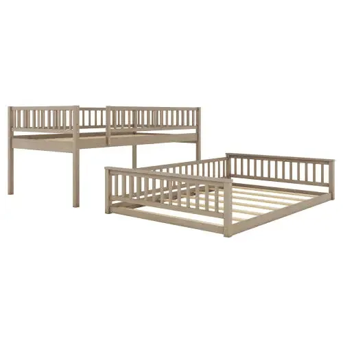 Bellemave® Full XL over Queen Bunk Bed with Ladder and Guardrails