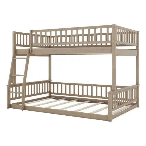 Bellemave® Full XL over Queen Bunk Bed with Ladder and Guardrails