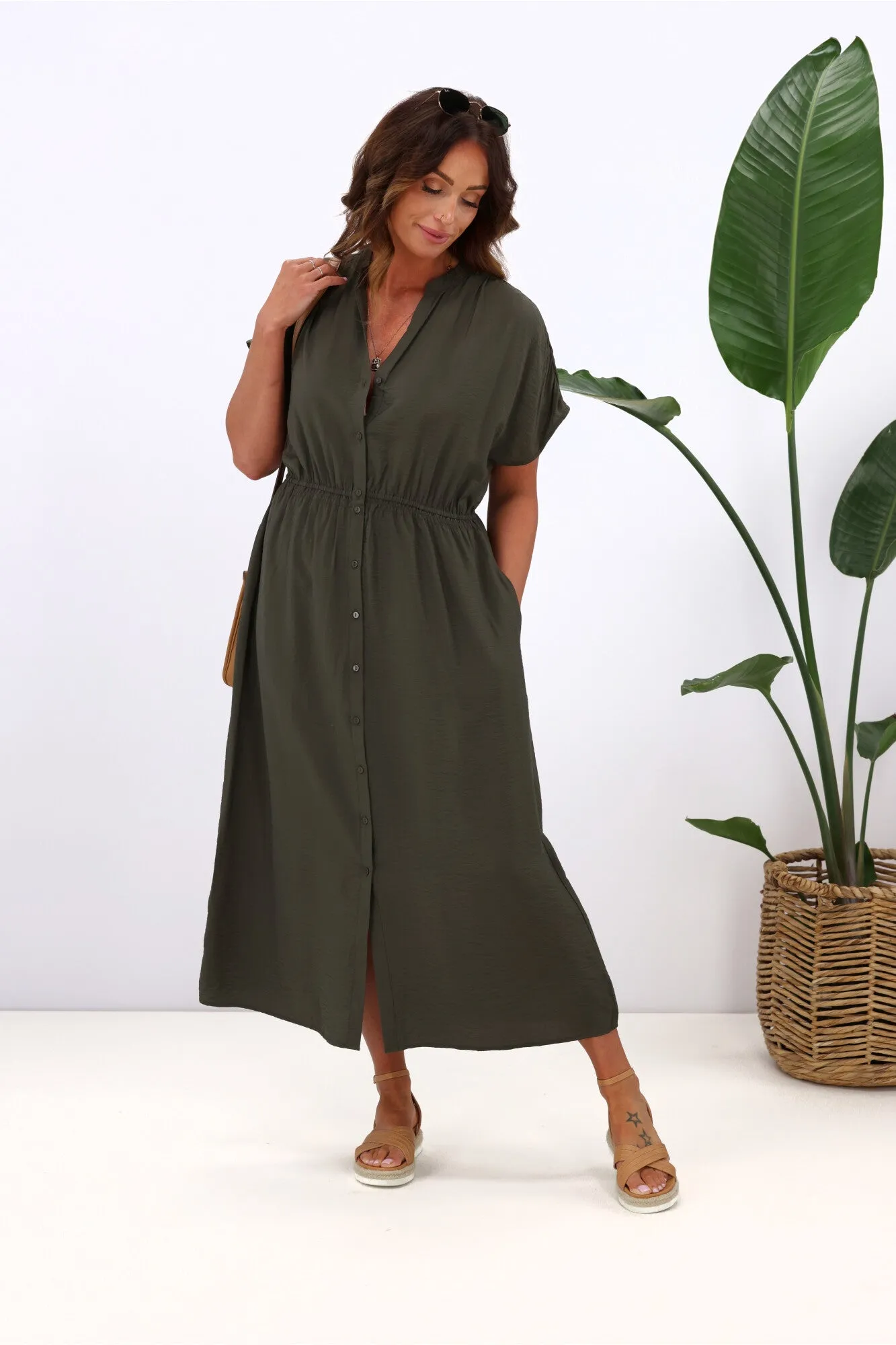 Betty Basics Simone Dress Olive