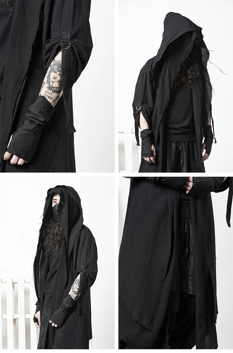 Black Cape Trench Coat Robe