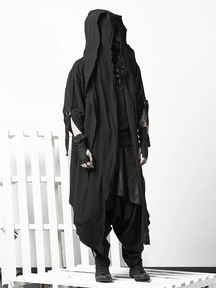 Black Cape Trench Coat Robe