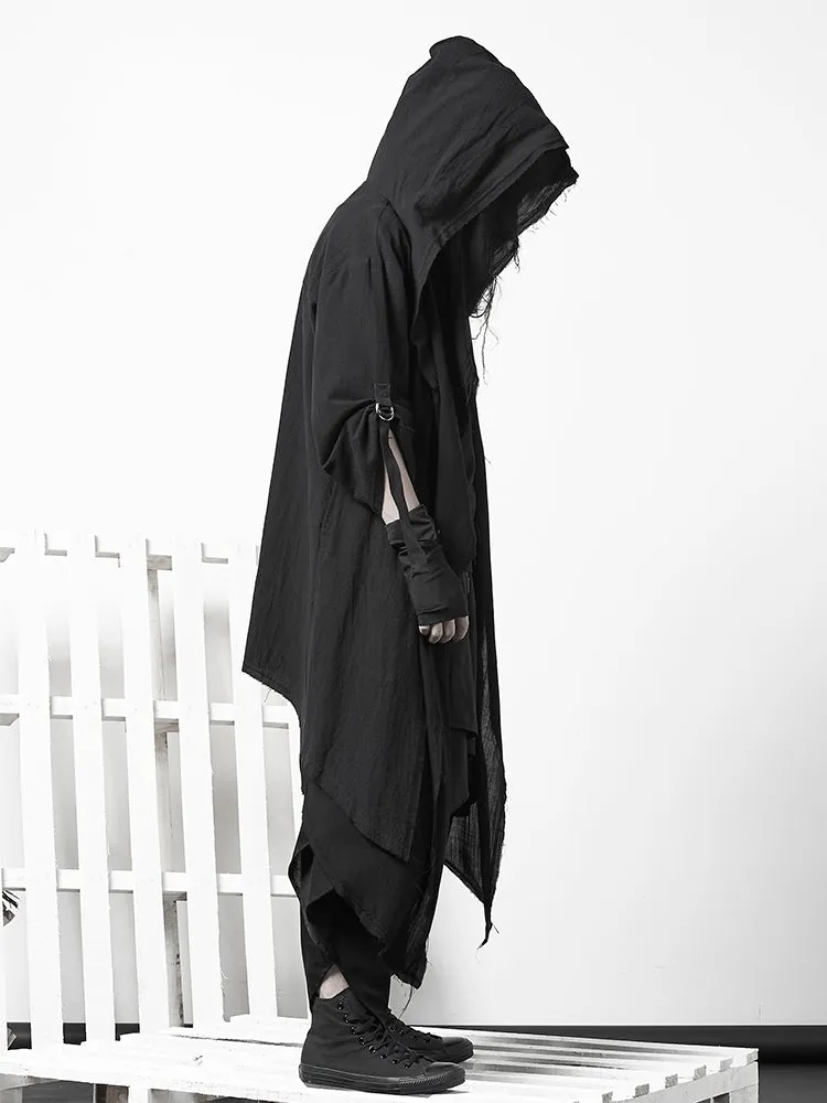 Black Cape Trench Coat Robe