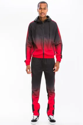 Black Red Full Zip Ombre Track Suit