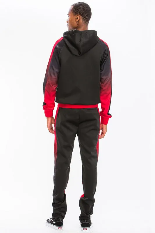 Black Red Full Zip Ombre Track Suit