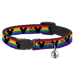 Breakaway Cat Collar with Bell - Mickey Mouse Ears Icon Rainbow Pride Flag by Buckle-Down