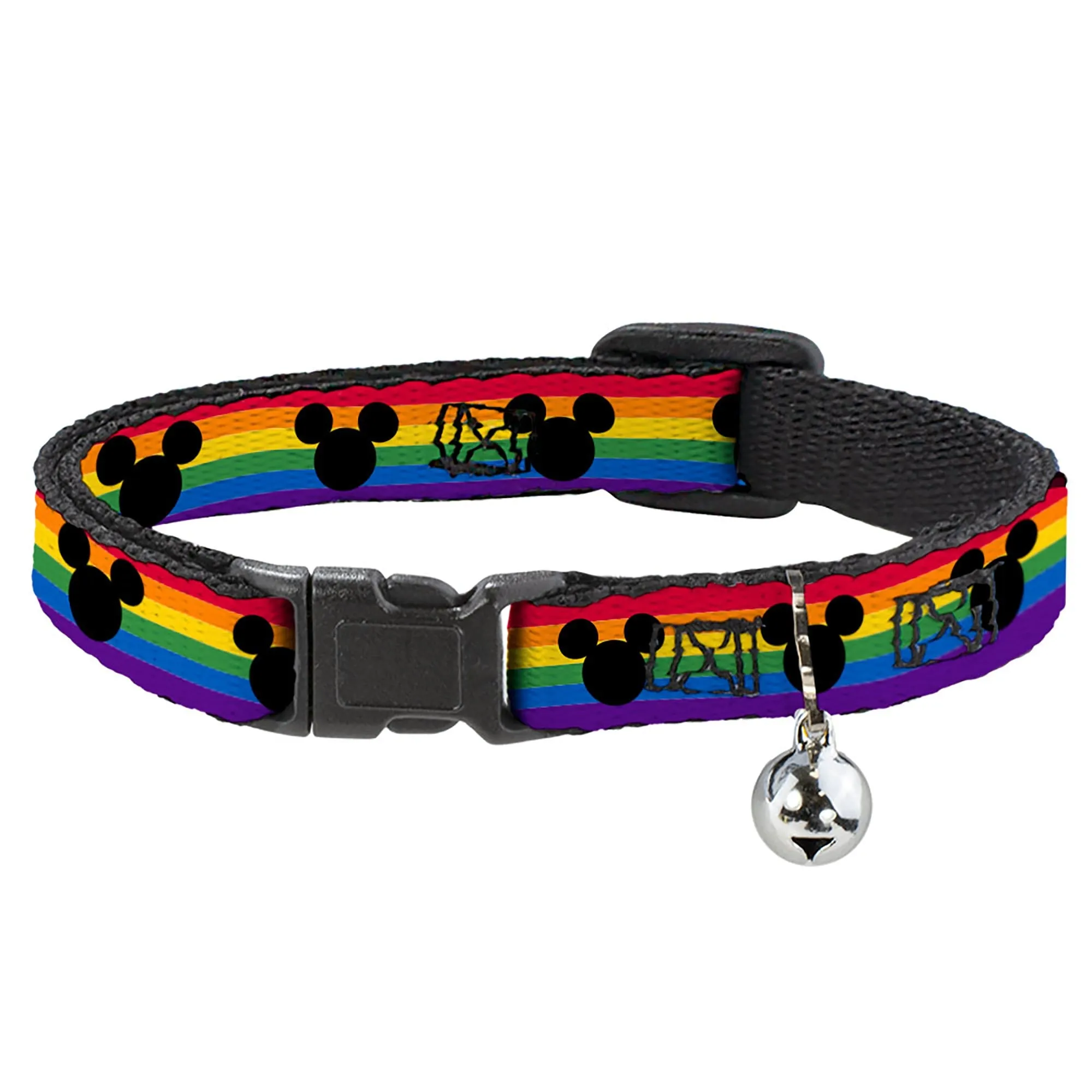 Breakaway Cat Collar with Bell - Mickey Mouse Ears Icon Rainbow Pride Flag by Buckle-Down