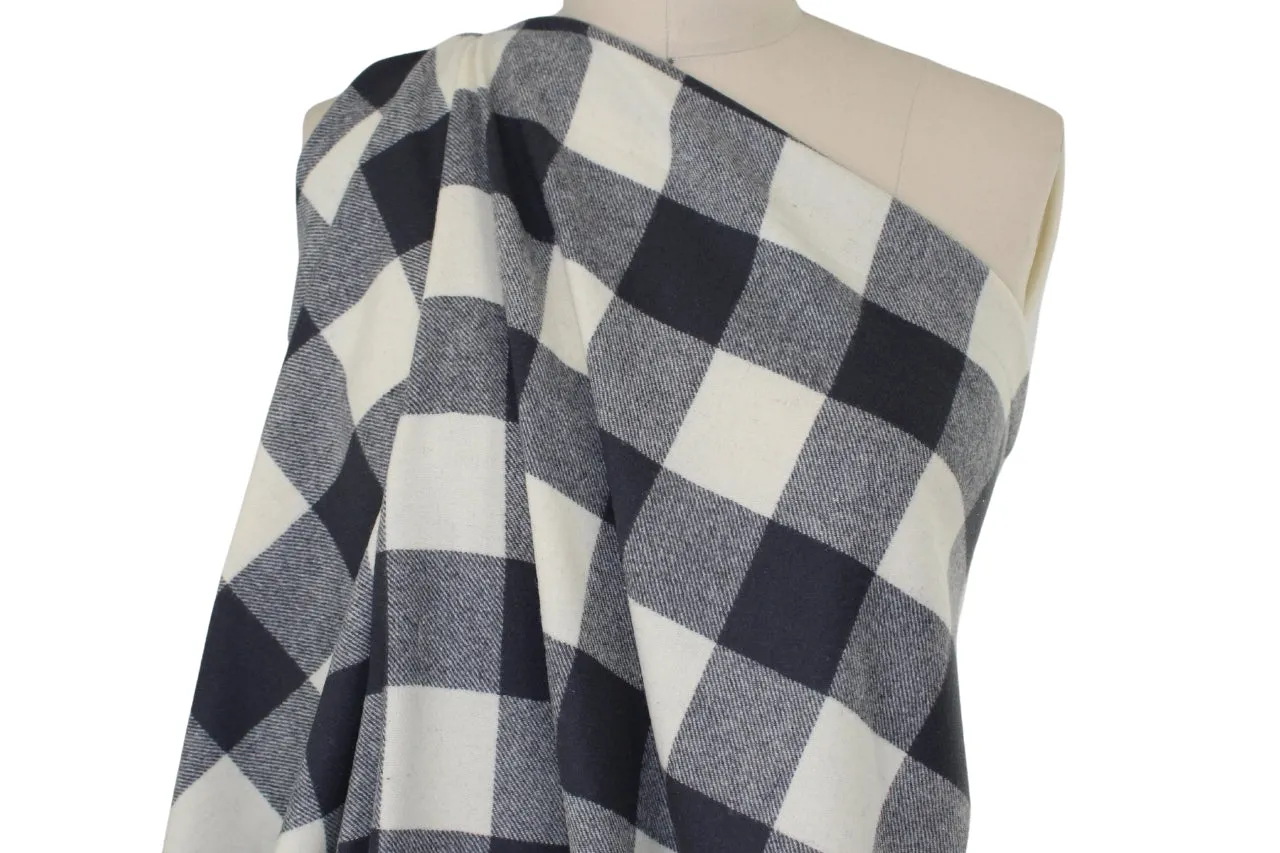 Buffalo Plaid Wool Coating - Gray/Winter White