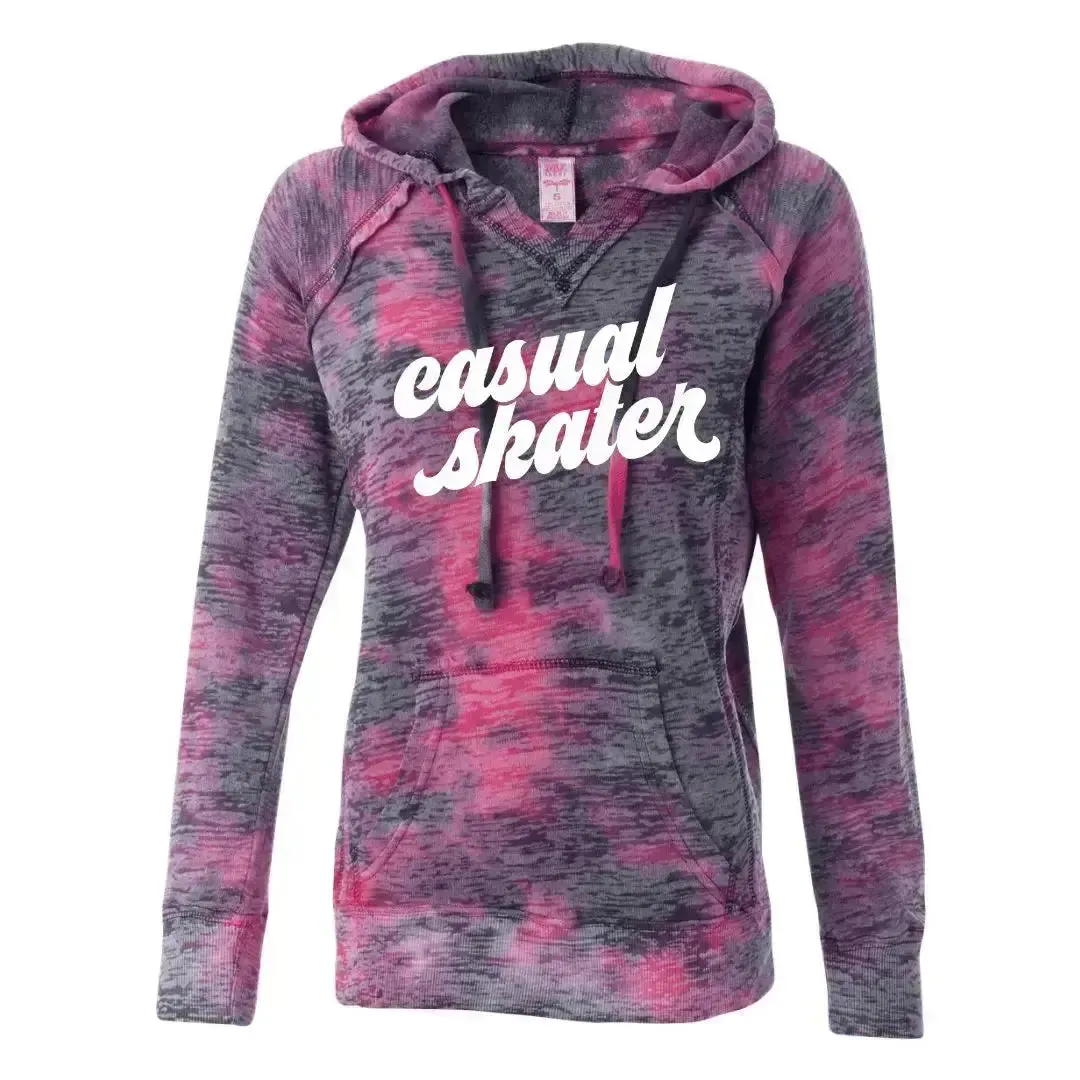 Casual Skater Burnout Hooded Sweatshirt