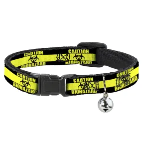 Cat Collar Breakaway - CAUTION BIOHAZARD Black Yellow by Buckle-Down