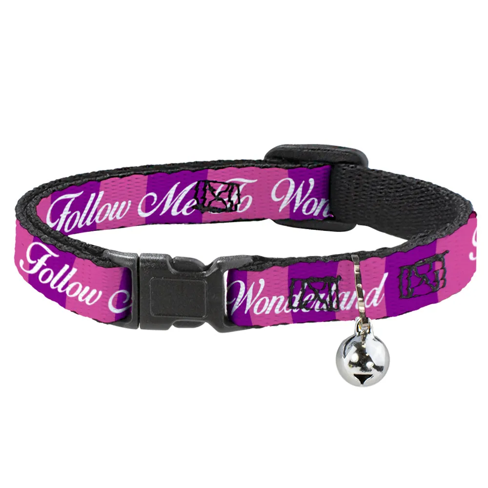 Cat Collar Breakaway - Cheshire Cat Stripe FOLLOW ME TO WONDERLAND Pink Purple White by Buckle-Down