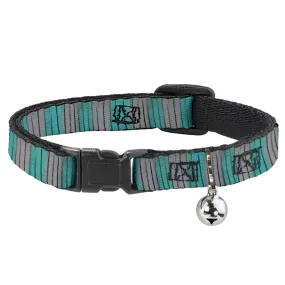 Cat Collar Breakaway - Cheshire Cat Stripes Gray Teal Black by Buckle-Down