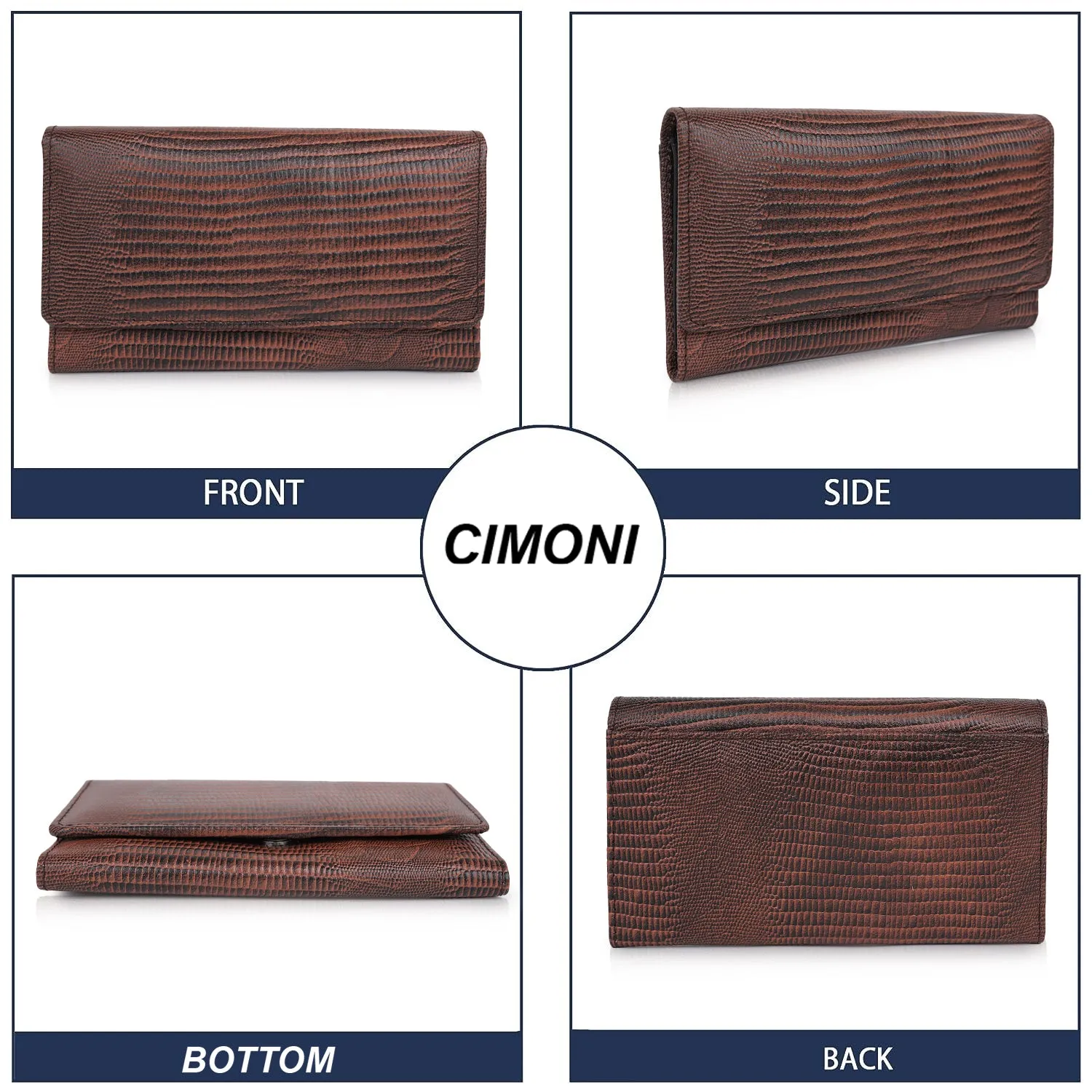 CIMONI Genuine Leather Stylish Trendy Design 6 Credit/Debit Crds Slots Hand Wallet Clutch for Women