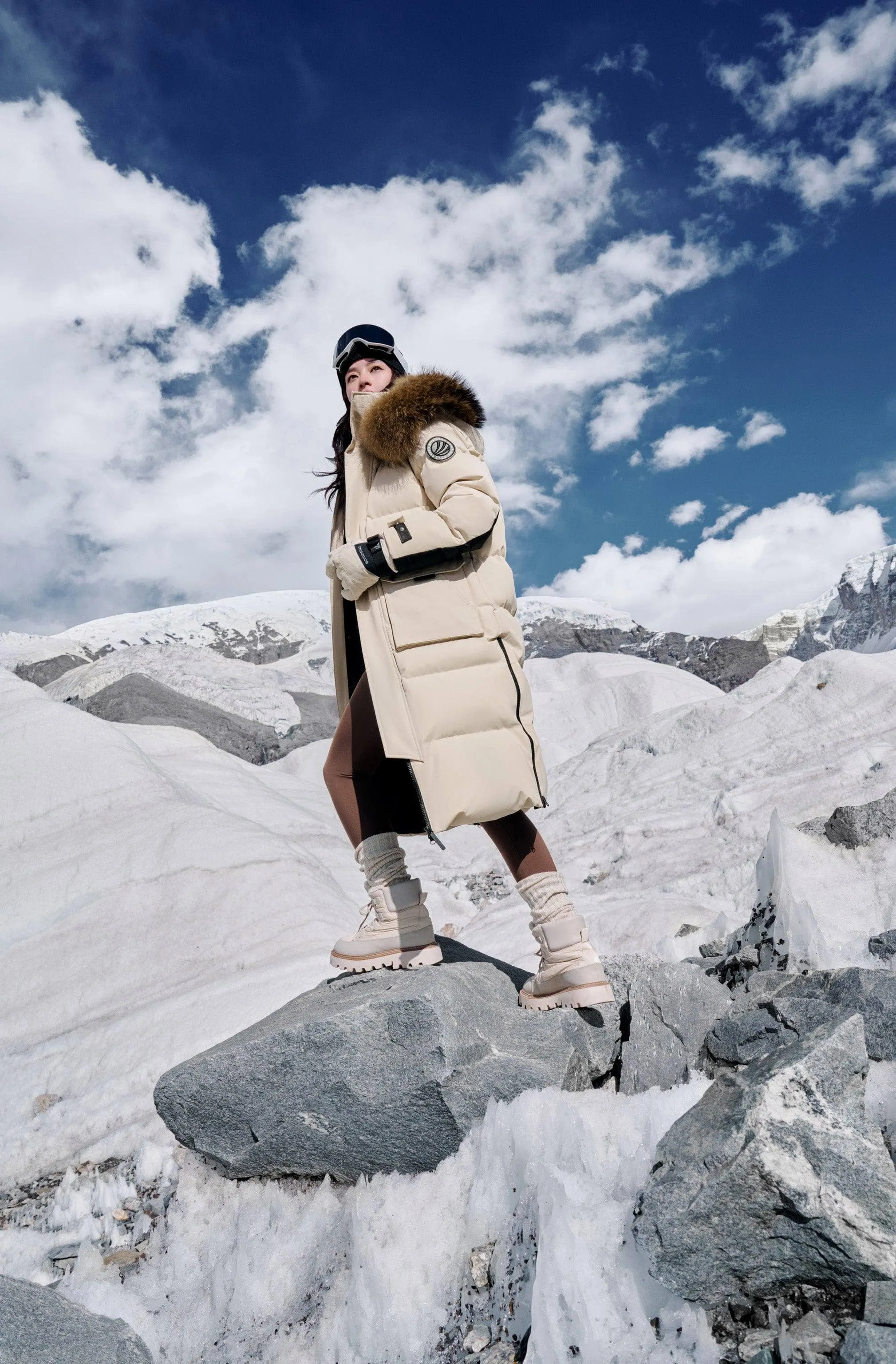 Classic Extreme Full-length Goose Down Parka With Fur Hood