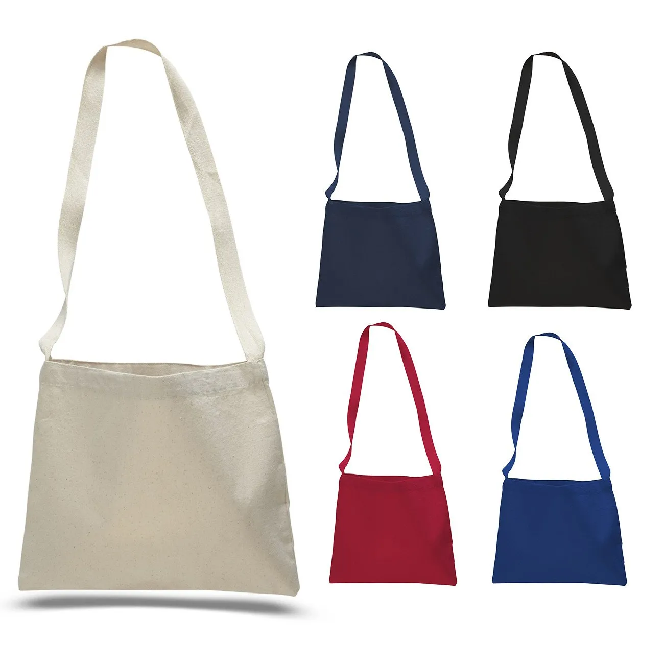 Closeout Small Messenger Canvas Tote Bag with Long Straps - MB210