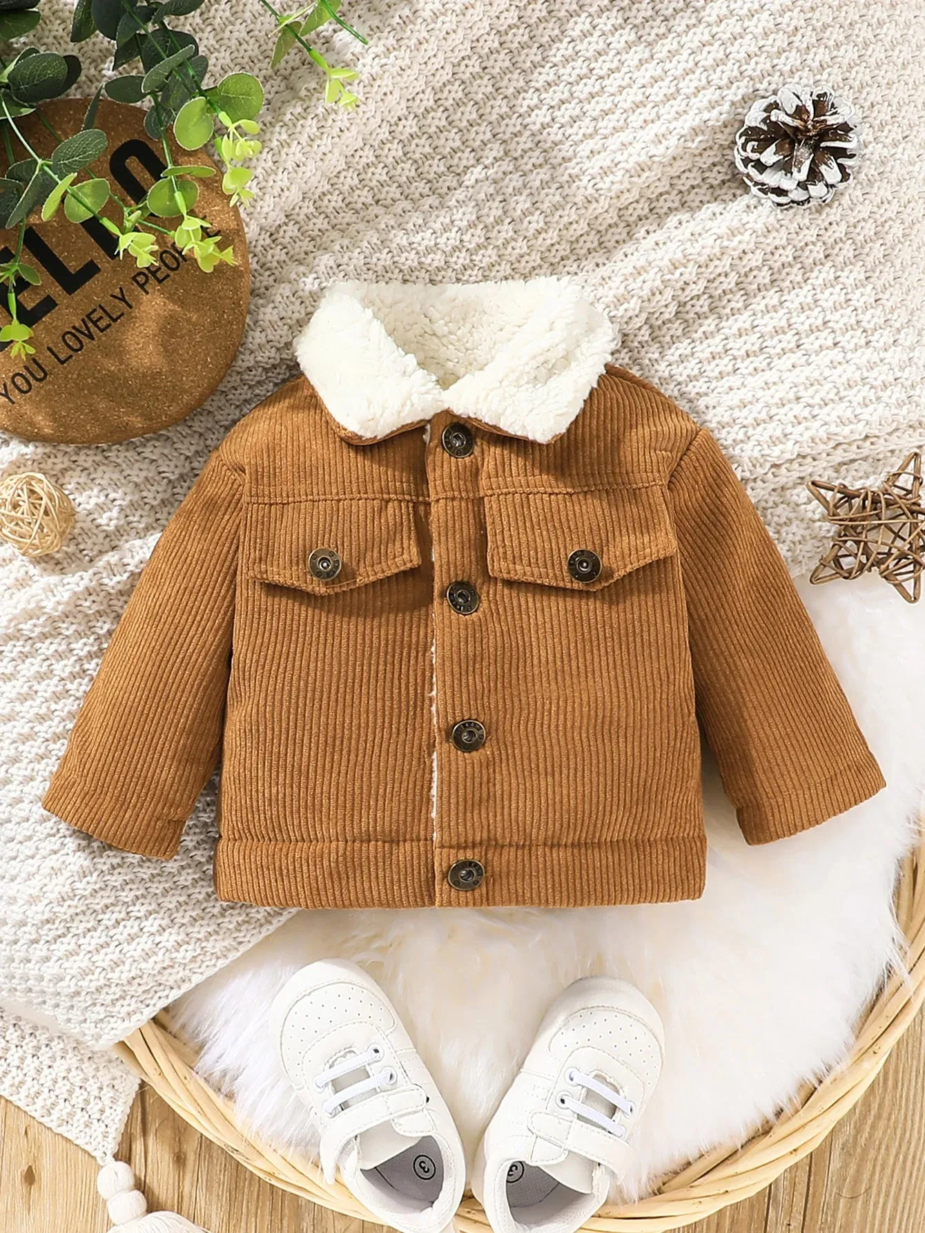 Corduroy Jacket With Fur Collar