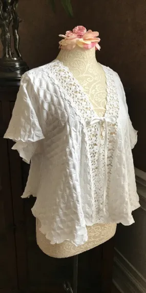 Cotton Bed Jacket Venise Lace Simple Pleasures Couture