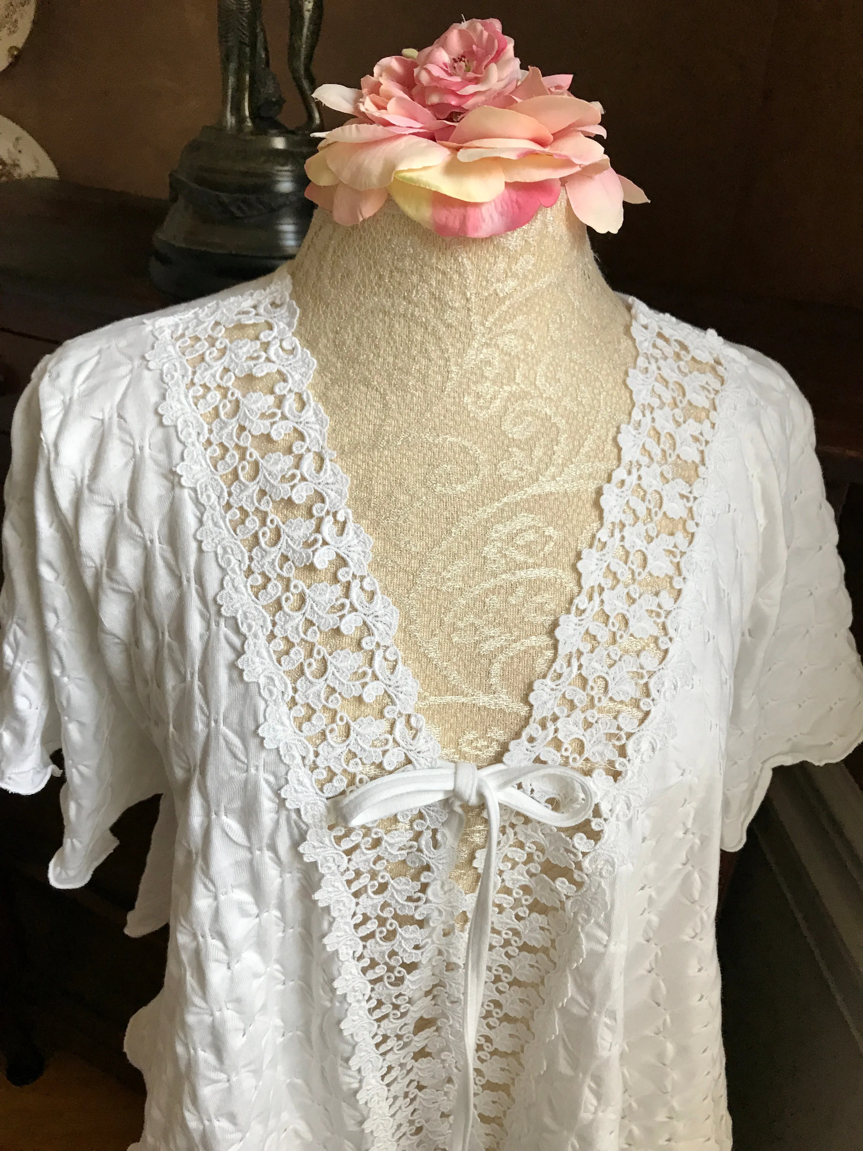 Cotton Bed Jacket Venise Lace Simple Pleasures Couture