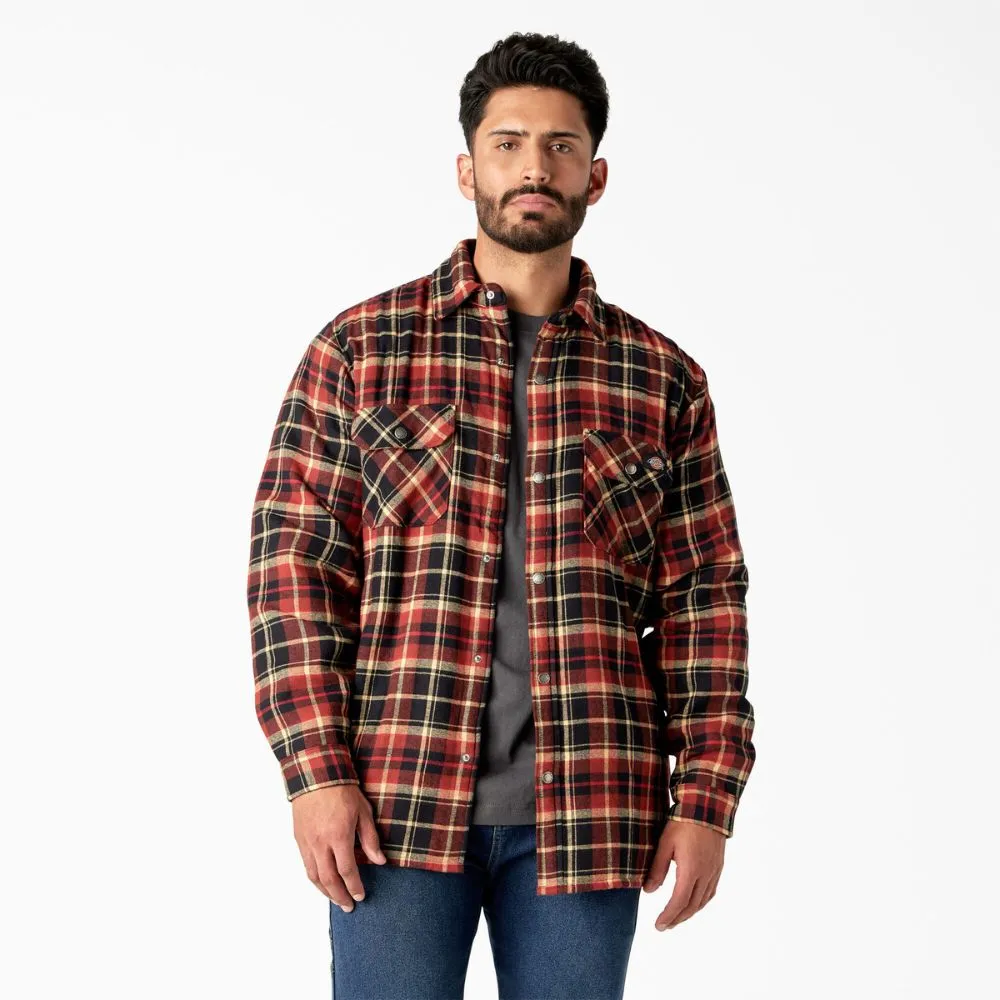 Dickies Men's Sherpa Lined Flannel Shirt TJ210 - Black & Red Plaid