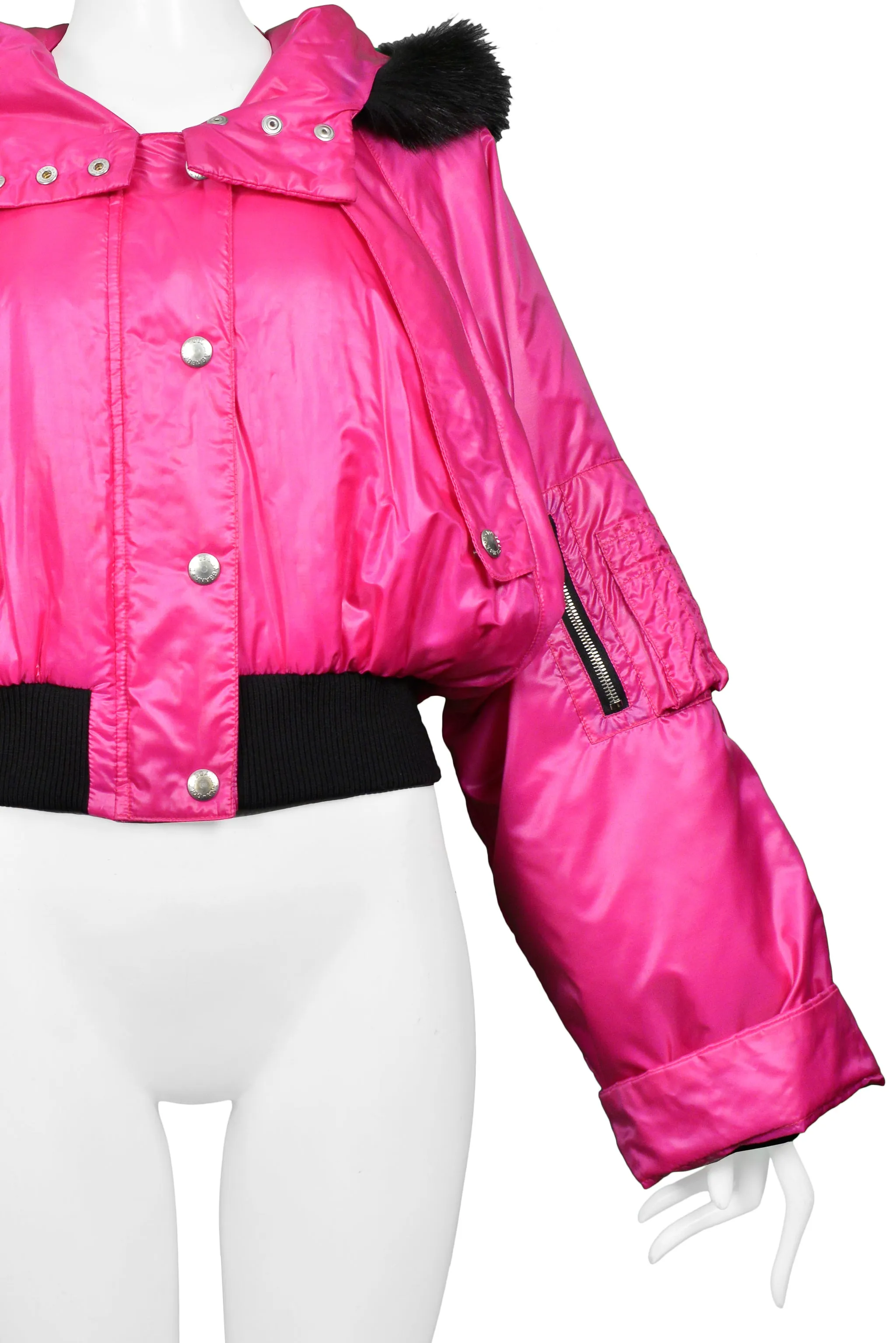 DOLCE & GABBANA PINK BOMBER WITH HOOD & FUR TRIM 2003