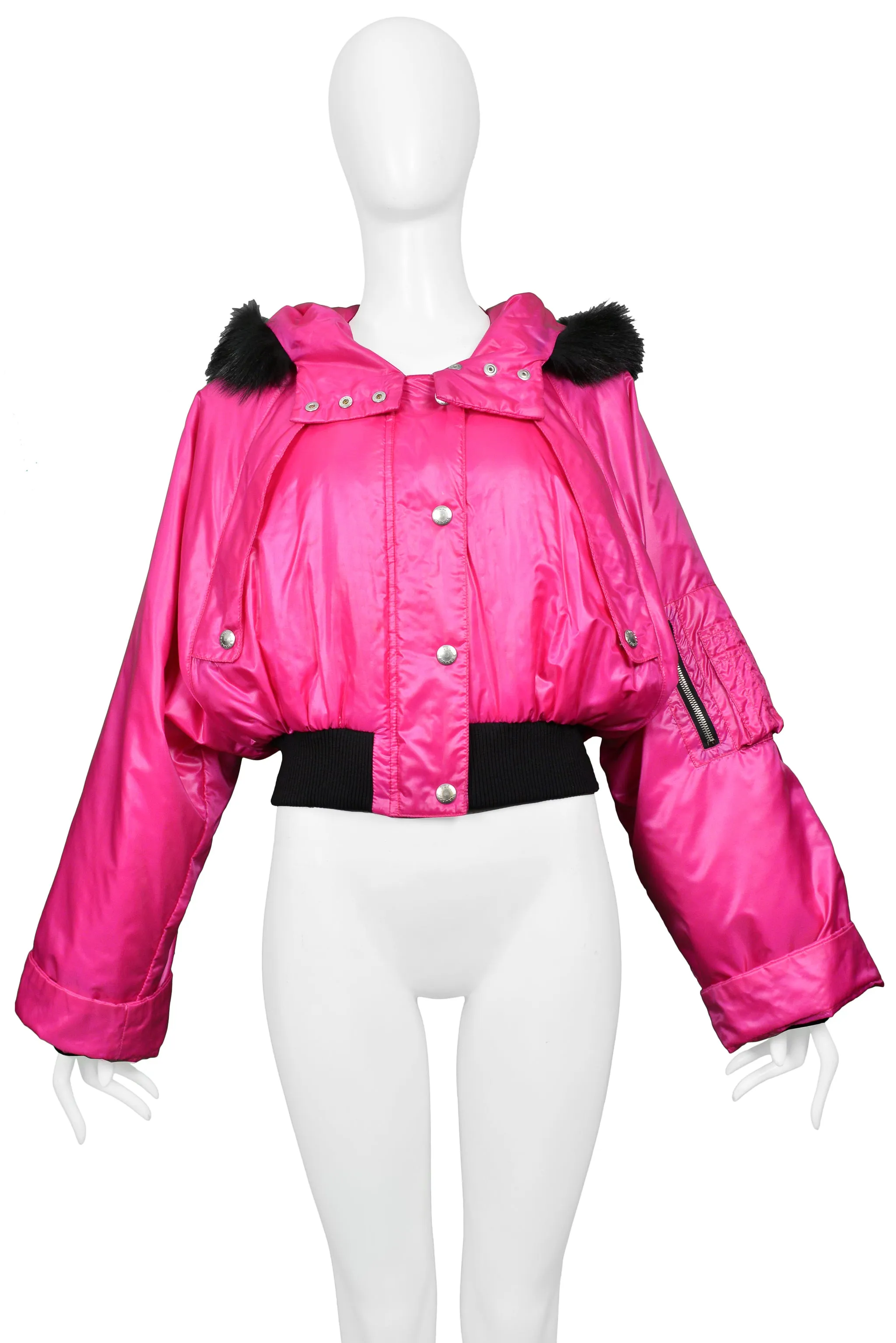 DOLCE & GABBANA PINK BOMBER WITH HOOD & FUR TRIM 2003