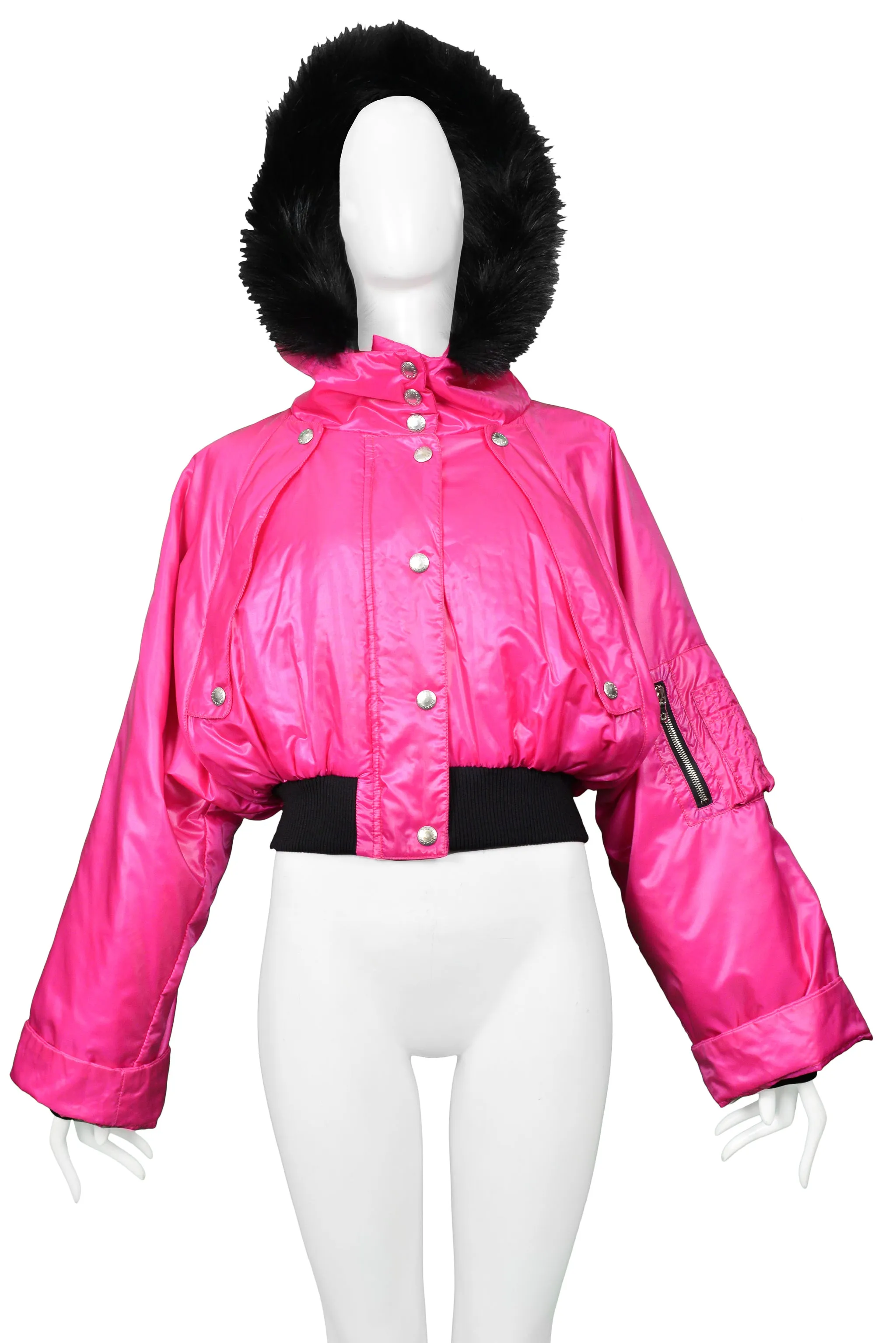 DOLCE & GABBANA PINK BOMBER WITH HOOD & FUR TRIM 2003